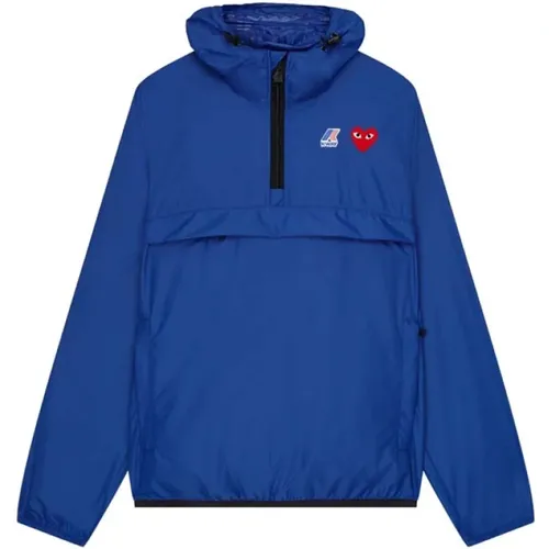 Blaue K-Way Anorak mit CDG Play Logo - Comme des Garçons Play - Modalova