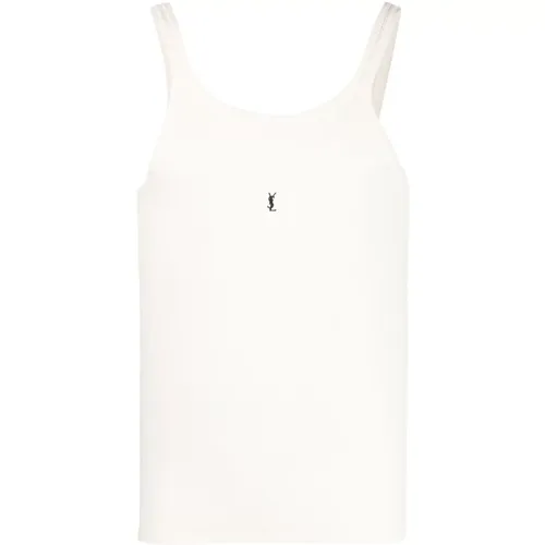 Logo-besticktes geripptes Tanktop , Herren, Größe: L - Saint Laurent - Modalova