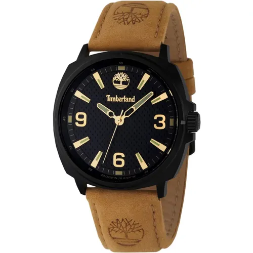 Leather Strap Quartz Watch, /Brown , male, Sizes: ONE SIZE - Timberland - Modalova
