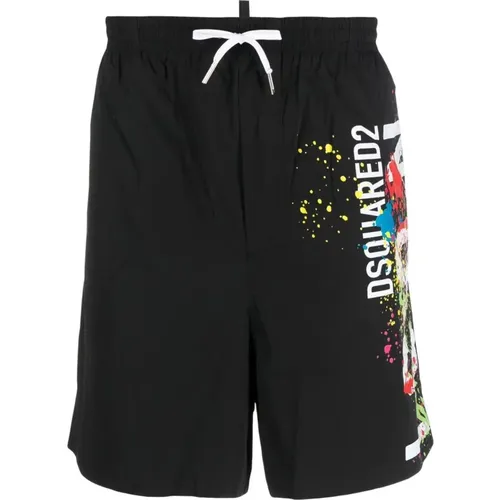 Schwarze Beachwear Boxershorts , Herren, Größe: L - Dsquared2 - Modalova