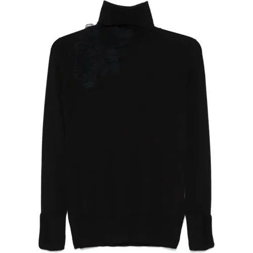 Schwarzer Merinowollstrickpullover,Stylischer Pullover mit Einzigartigem Design - Ermanno Scervino - Modalova