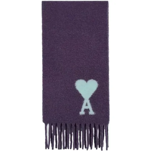 Oversized Logo Embroidered Scarf - Wrap Design , male, Sizes: ONE SIZE - Ami Paris - Modalova