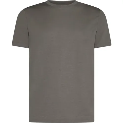Taupe Brown Crew Neck Jersey T-shirt , male, Sizes: M, 2XL, L, 3XL, S - Malo - Modalova