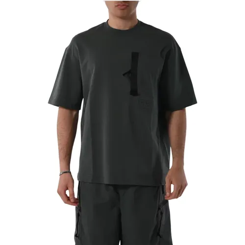 Cotton T-shirt with Front Contrast Band , male, Sizes: S, L, M - Armani Exchange - Modalova
