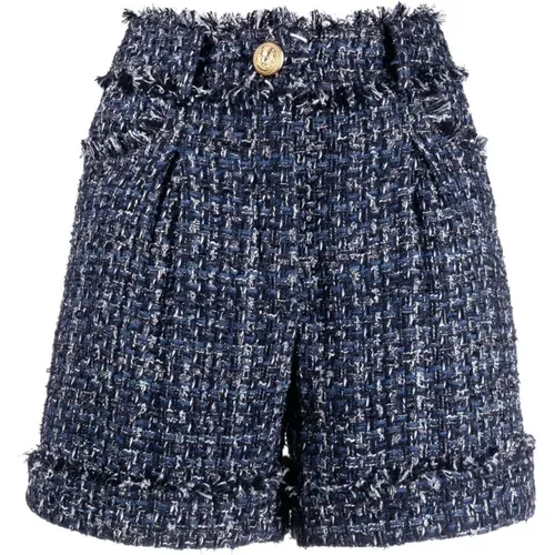 Tweed Denim Shorts für Frauen,Tweed High-Waisted Shorts - Balmain - Modalova