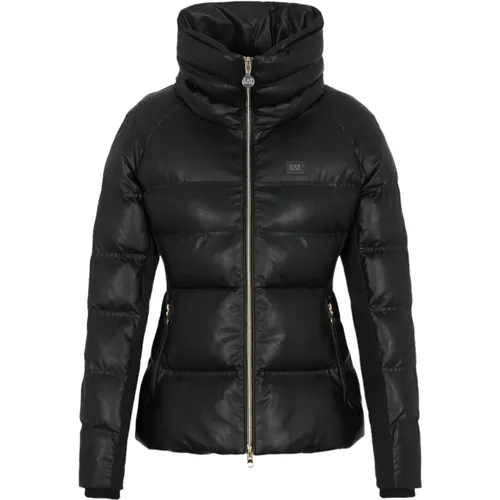 Coats with High Collar and Zipper , female, Sizes: 2XL, L, S, M - Emporio Armani EA7 - Modalova