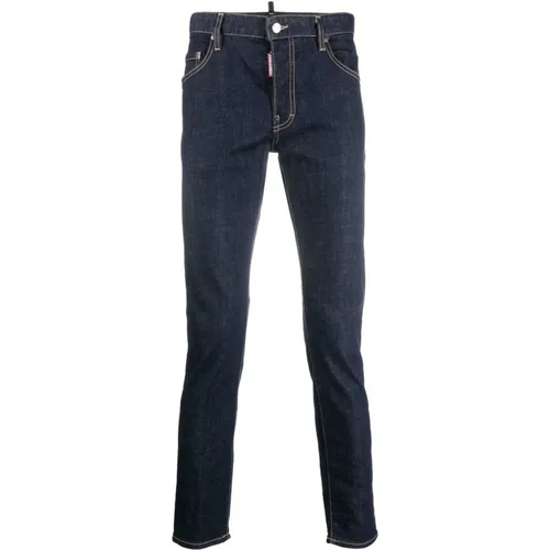 Slim Fit Printed Logo Jeans , male, Sizes: 2XL, XL, L, S, XS, M - Dsquared2 - Modalova