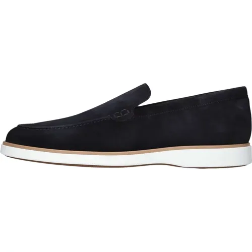 Blaue Wildleder Slip-Ons Weiße Sohle , Herren, Größe: 46 EU - Magnanni - Modalova