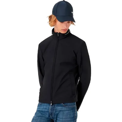 Marineblauer Blouson mit Kapuze , Herren, Größe: 2XL - Armani - Modalova