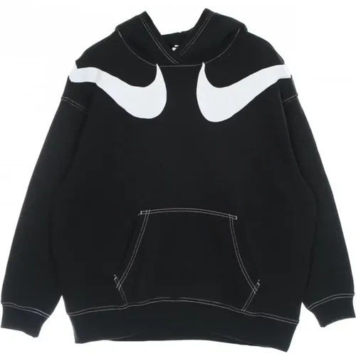 Schwarz/Weiß/Weiß Fleece Hoodie , Damen, Größe: M - Nike - Modalova
