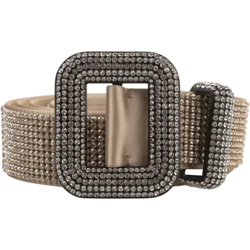 Golden Crystal Mesh Belt , female, Sizes: ONE SIZE - Benedetta Bruzziches - Modalova