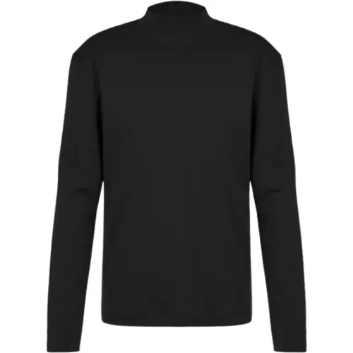 Schwarzes Langarm-T-Shirt mit Stehkragen - drykorn - Modalova