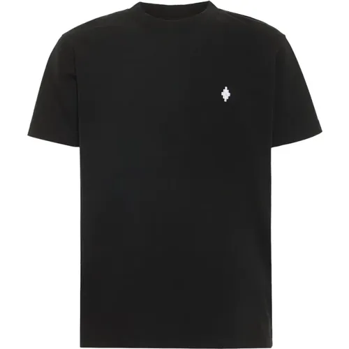 Cross Regular T-shirt Schwarz Weiß , Herren, Größe: S - Marcelo Burlon - Modalova