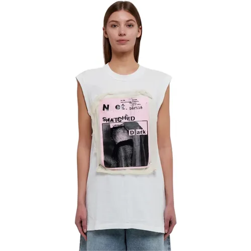 Oversized Schwarzes Print T-Shirt , Damen, Größe: S - Maison Margiela - Modalova