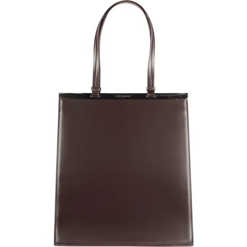 Matte black shopping bag with magnetic closure , female, Sizes: ONE SIZE - Trussardi - Modalova