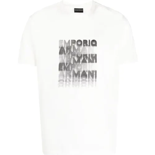 Logo-Print Cotton T-Shirt for Men , male, Sizes: L, 2XL, XL - Emporio Armani - Modalova