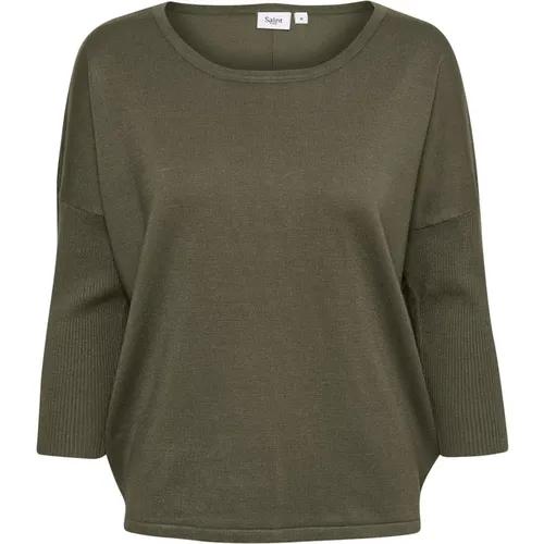 Army Melange Strickpullover , Damen, Größe: L - Saint Tropez - Modalova