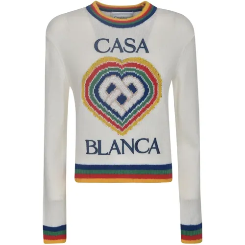 Weiße Sweatshirt mit Herzlogo - Casablanca - Modalova
