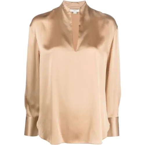 Long sleeve slit neck blouse , female, Sizes: S - Vince - Modalova