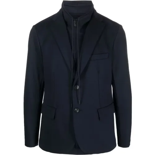 Blauer Blazer mit Reißverschluss und Reverskragen , Herren, Größe: S - Emporio Armani - Modalova