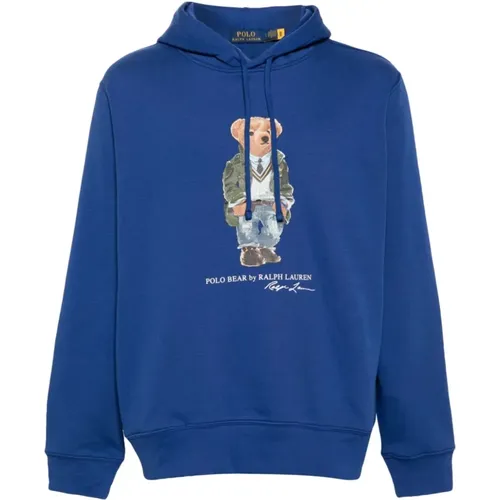 Blauer Pullover mit Polo Bear Motiv , Herren, Größe: S - Ralph Lauren - Modalova