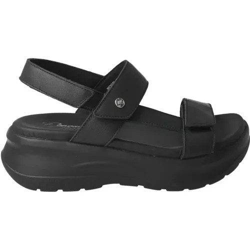 Schwarze Lederkomfortsandalen , Damen, Größe: 36 EU - Panama Jack - Modalova