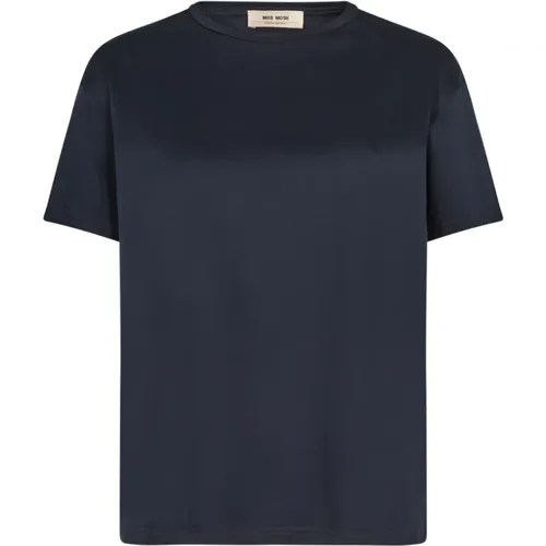 Navyblaues T-Shirt - Hochwertiger Stoff , Damen, Größe: L - MOS MOSH - Modalova