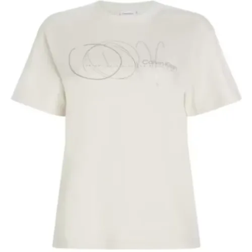 Kreisdruck Regular T-Shirt , Damen, Größe: L - Calvin Klein - Modalova