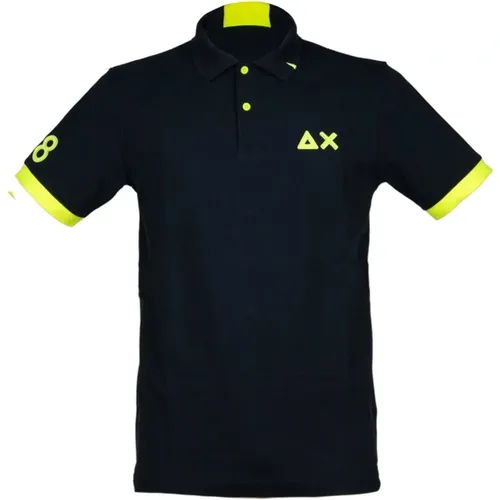 Navy Logo Fluo Polo Shirt , male, Sizes: 2XL, 3XL, XL, L - Sun68 - Modalova
