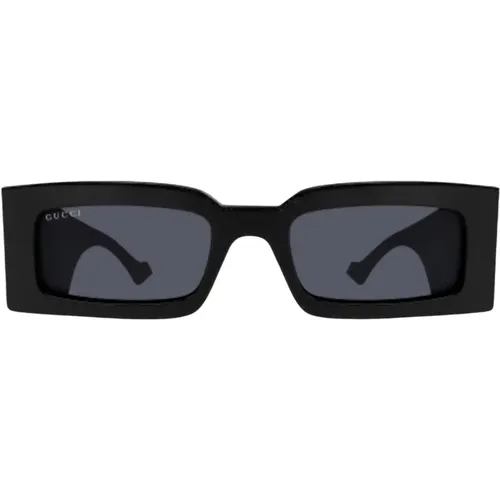 Schwarz Graue Rechteckige Sonnenbrille - Gucci - Modalova