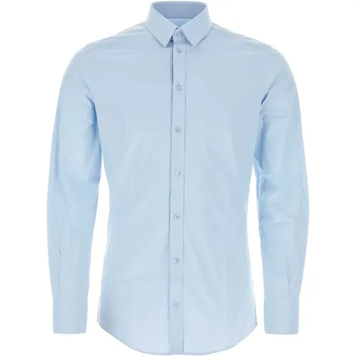 Blaues Stretch-Popeline-Hemd , Herren, Größe: 2XL - Dolce & Gabbana - Modalova