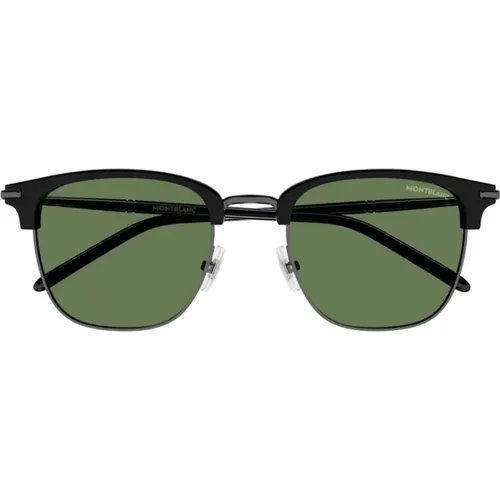 Mens Clubmaster Sunglasses with Frame and Green Lenses , male, Sizes: 50 MM - Montblanc - Modalova