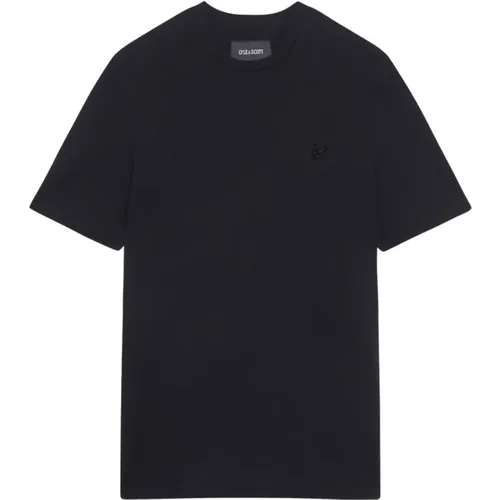 Schwarzes Tonal Eagle Baumwoll T-Shirt 2024 , Herren, Größe: L - Lyle & Scott - Modalova