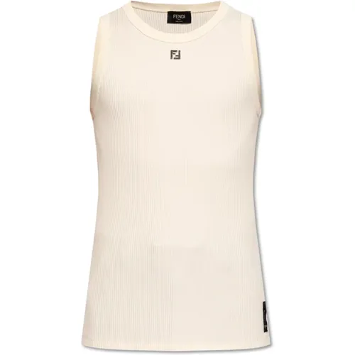 Ribbed top with logo , male, Sizes: S, M - Fendi - Modalova