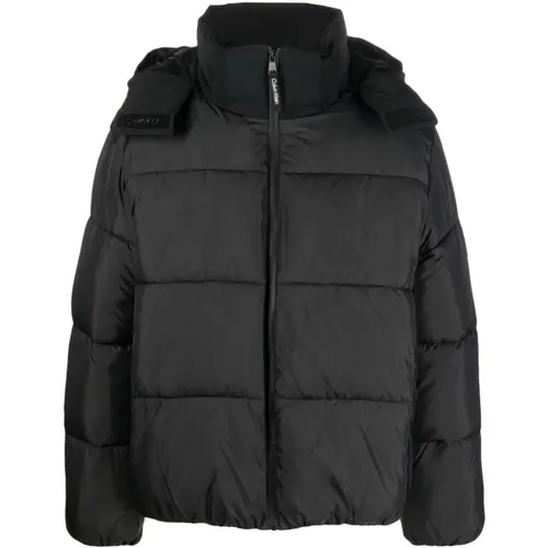 Down Jacket with Hood , male, Sizes: S - Calvin Klein - Modalova