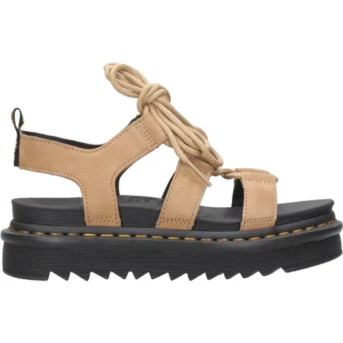 Braune Ledersandalen mit Schnallen und Schnürsenkeln , Damen, Größe: 39 EU - Dr. Martens - Modalova