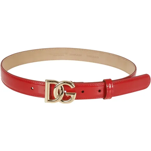 Roter Logo-Gürtel für Frauen , Damen, Größe: 70 CM - Dolce & Gabbana - Modalova