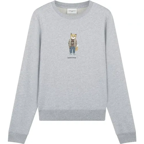 Baumwoll-Sweatshirt mit Fuchsmuster , Damen, Größe: L - Maison Kitsuné - Modalova