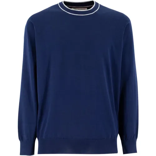 Contrasting Crewneck Sweater , male, Sizes: L, 4XL, 5XL - BRUNELLO CUCINELLI - Modalova