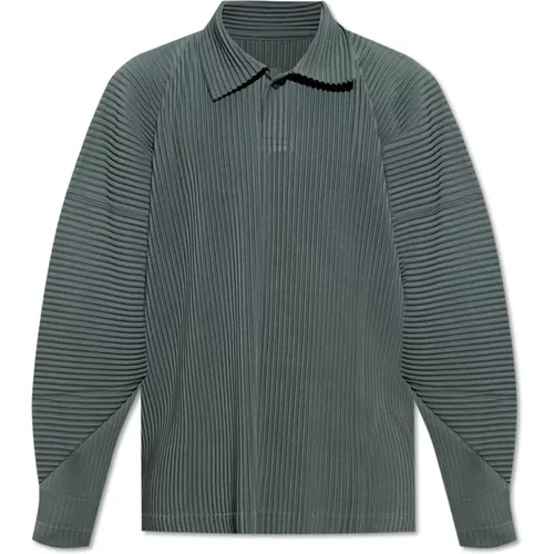 Pleated long-sleeve polo , male, Sizes: L, M - Issey Miyake - Modalova