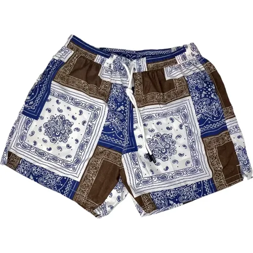 Beach Wear Print in Brown-Blue , male, Sizes: L - Gran Sasso - Modalova