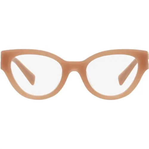 Braune und Beige Cat-Eye Brille , Damen, Größe: 50 MM - Miu Miu - Modalova