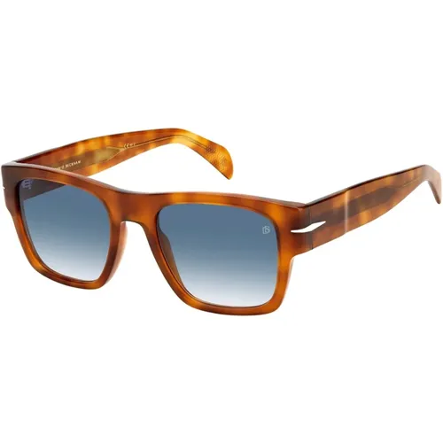 Bold Sonnenbrille in Havana Honey/Light Blue , Herren, Größe: 52 MM - Eyewear by David Beckham - Modalova