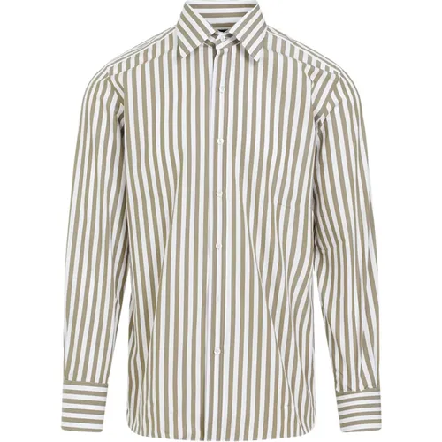 Striped Cotton Slim Fit Shirt , male, Sizes: XL - Tom Ford - Modalova
