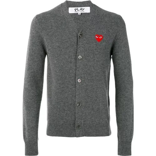 Wool V-Neck Cardigan Sweater , male, Sizes: L, M, S, XL - Comme des Garçons Play - Modalova