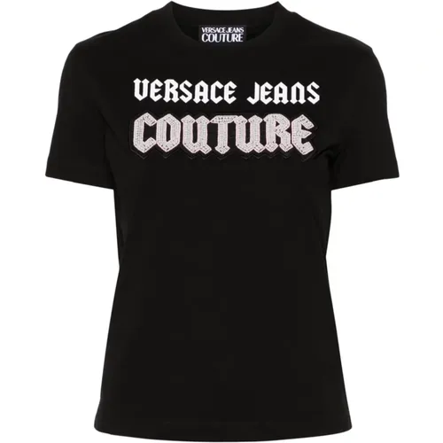 Schwarze T-Shirts & Polos für Frauen , Damen, Größe: 2XS - Versace Jeans Couture - Modalova