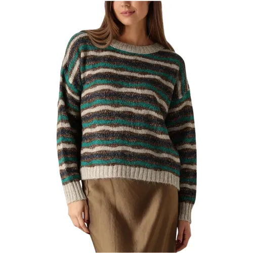 Bunter Alpaka Lurex Strickpullover , Damen, Größe: M - Summum Woman - Modalova