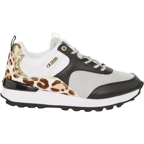 Leopard Low Top Sneakers with Glittered Back , female, Sizes: 5 UK, 6 UK, 3 UK, 4 UK - Guess - Modalova