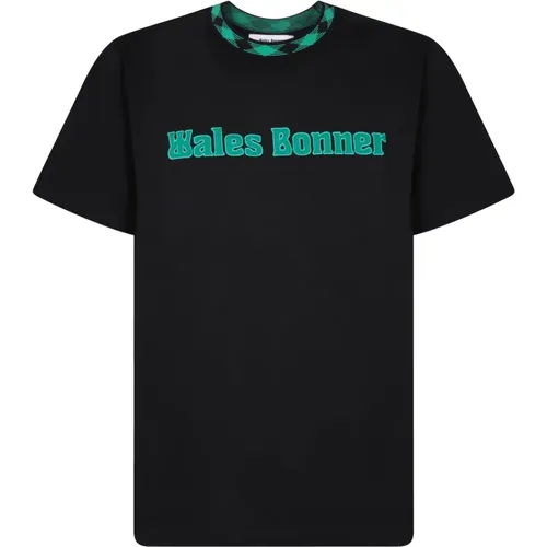 Schwarzes T-Shirt mit Teal Logo , Herren, Größe: M - WALES BONNER - Modalova