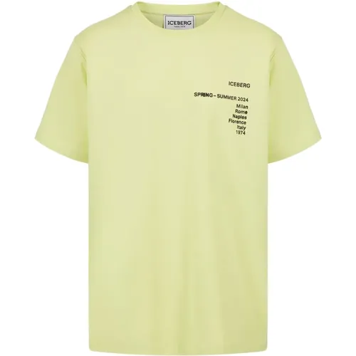 Gelbes T-Shirt mit Logo-Print,Schwarzes T-Shirt mit Logo - Iceberg - Modalova